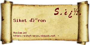 Siket Áron névjegykártya